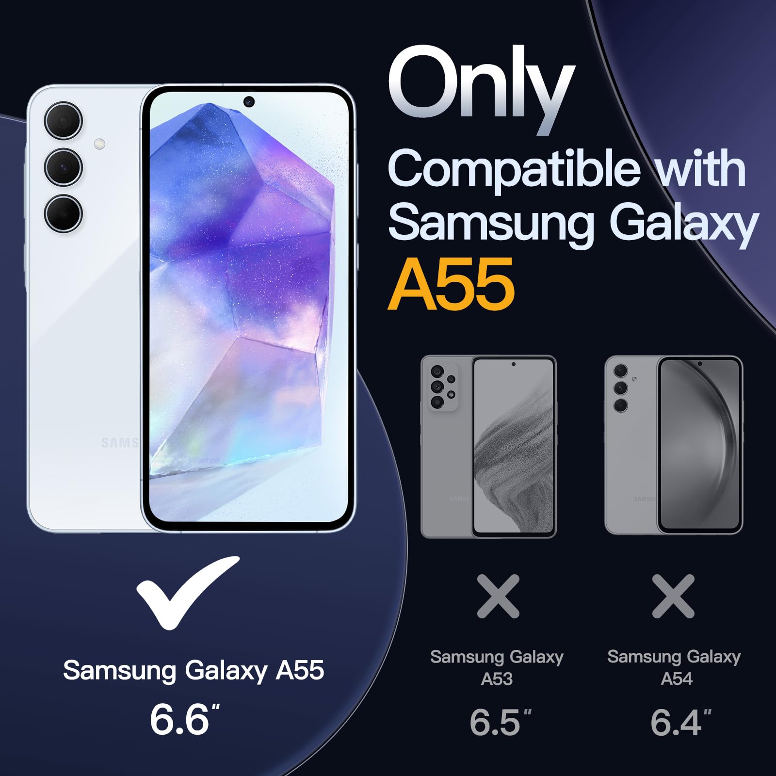 JETech 3 en 1 Funda para Samsung Galaxy A55 5G, con 2 Unidades Protector Pantalla, Mica Cristal Vidrio Templado, Carcasa Antigolpes Protectora Respaldo Transparente (Transparente)