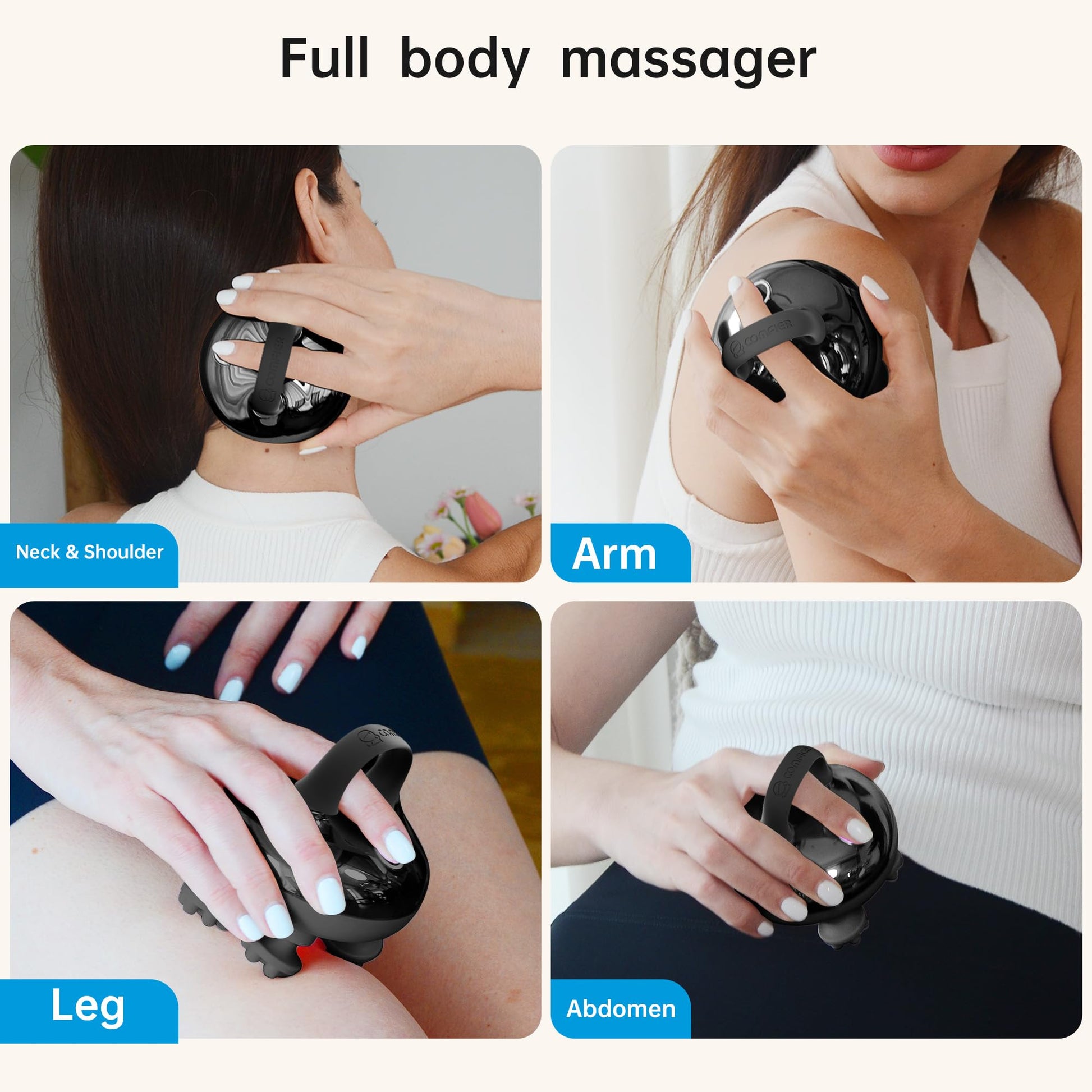 COMFIER Masajeador De Cabeza, Masajeador De Cuero Cabelludo Para El Crecimiento Del Cabello Con 3 Modos De Amasado, Masajeador Corporal Impermeable Para Aliviar El Estrés, Masajeador Para Gatos(Negro)