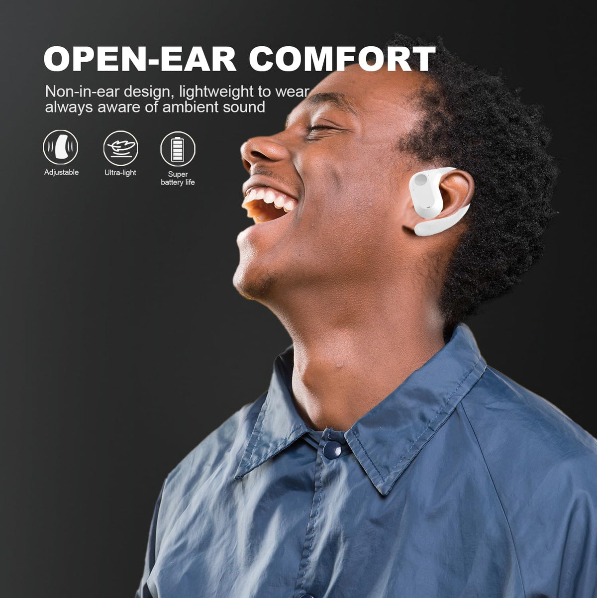 Audífonos Inalámbricos Deportivos HEYSONG Blanco Bluetooth 5.3 Impermeables y Ligeros
