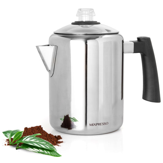 Cafetera Percoladora Mixpresso Acero Inoxidable Ideal para Camping 5 a 8 Tazas