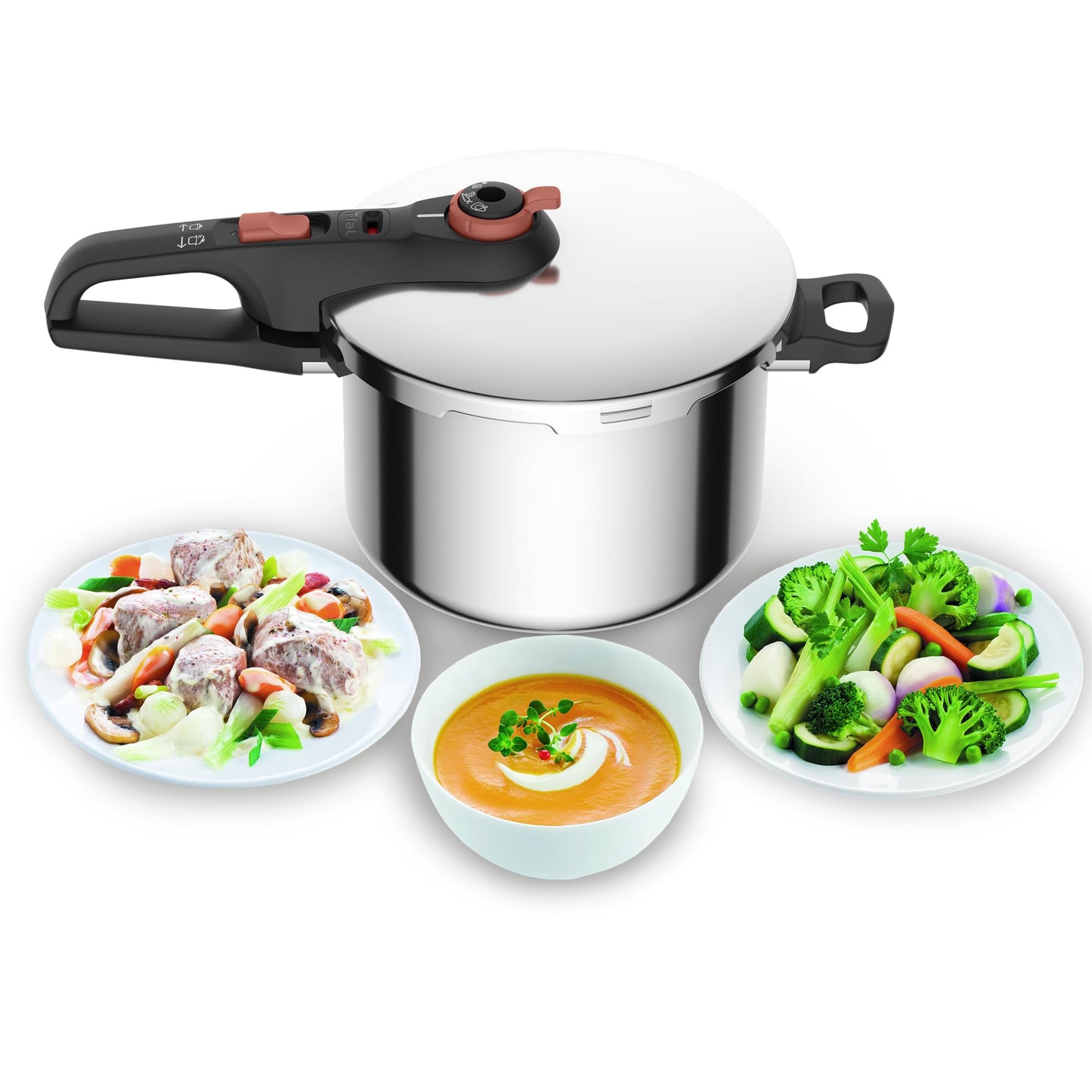 Olla de Presión T-fal Acero Inoxidable Secure Click 6L