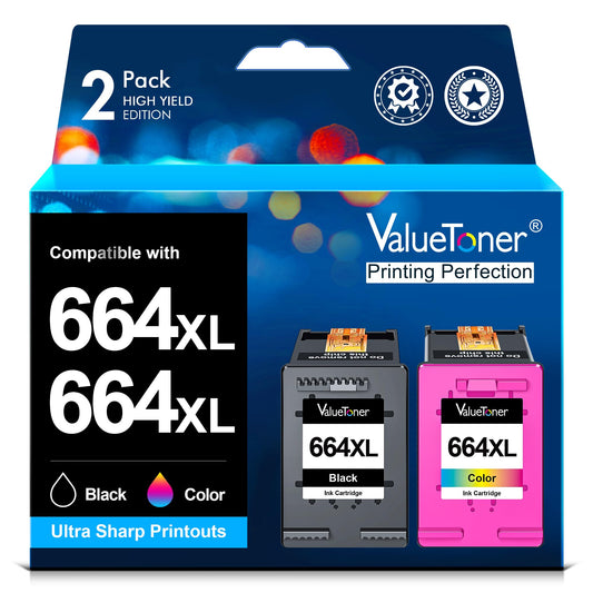 Cartucho de Tinta Valuetoner Mayor Capacidad Negro y Color Compatible con HP 664XL para DeskJet Ink Advantage