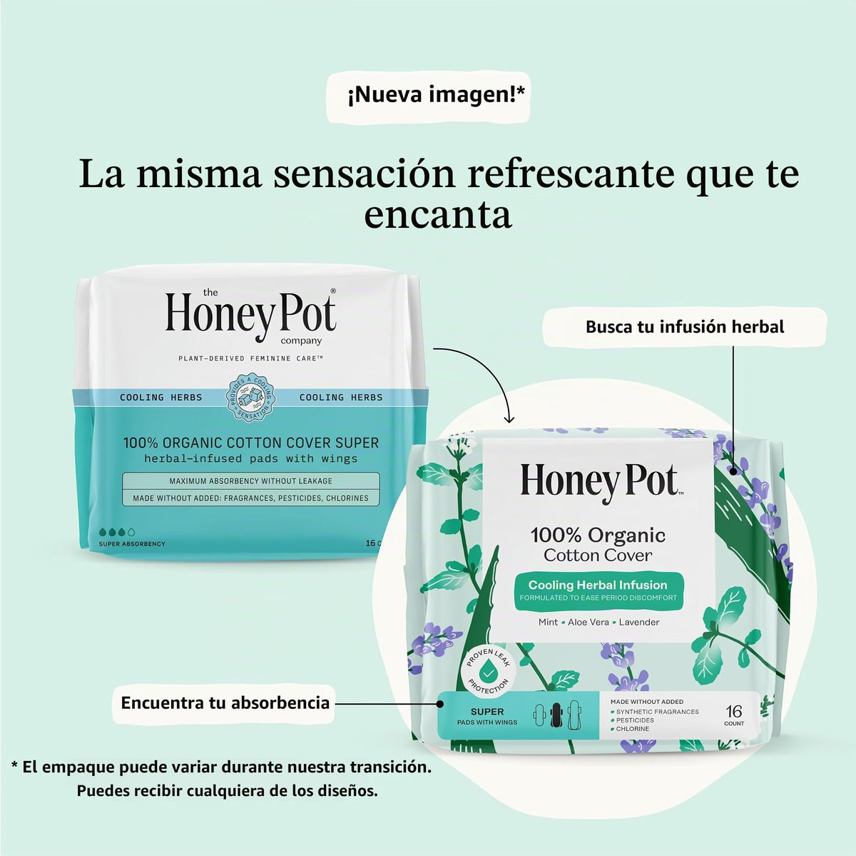 Almohadillas Orgánicas The Honey Pot Company Infusión De Hierbas Con Aceites Esenciales Efecto Refrescante Algodón Para Mujer