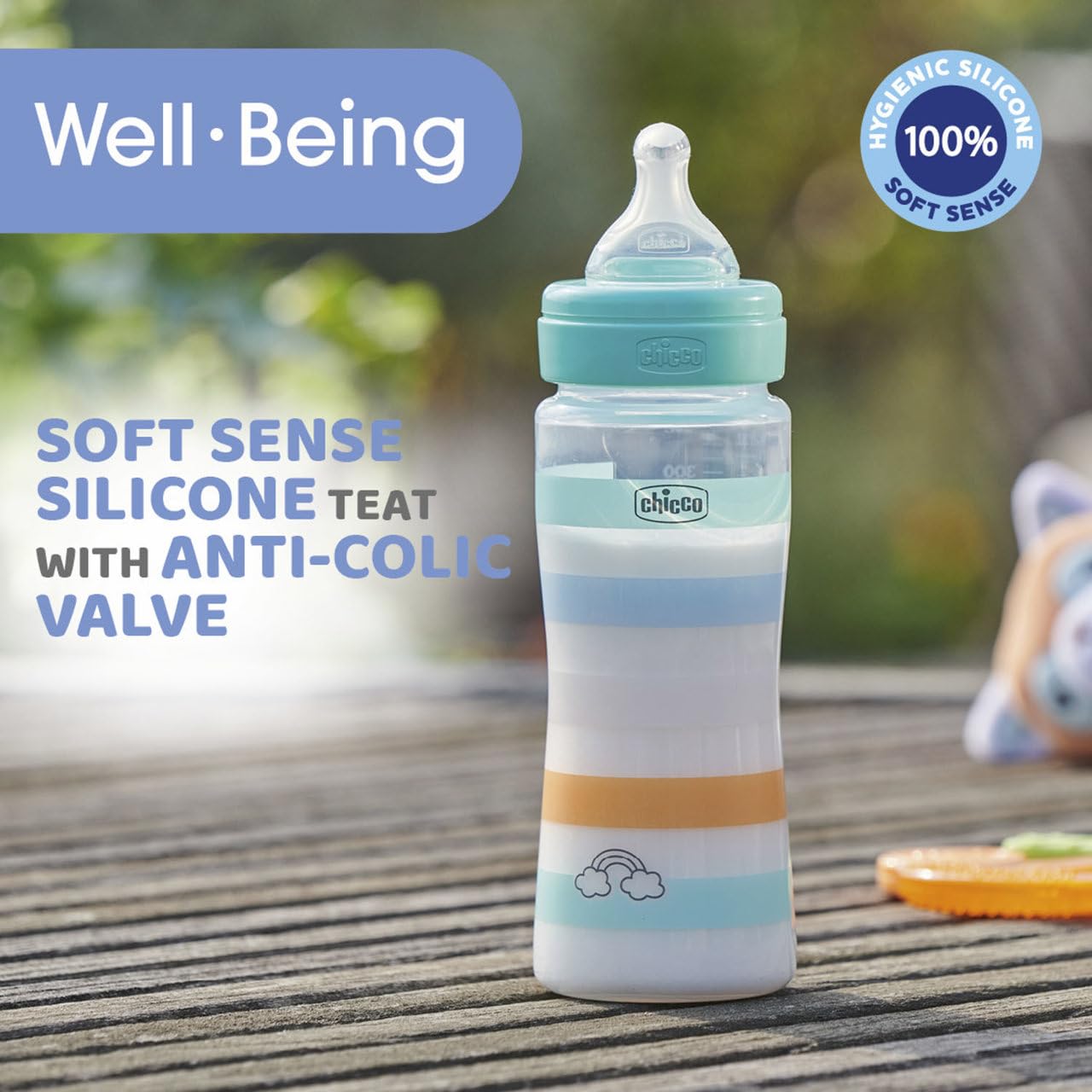 Chicco Biberón Anticólico Well Being 330 ml Verde