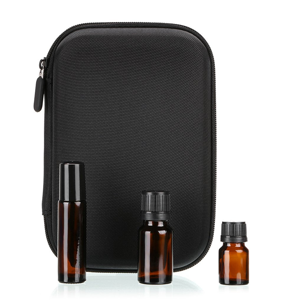 Hipiwe Hard Shell Essential Oil Carrying Case Holds 12 Bottles (Can hold 5ml, 10ml, &10ml Rollers) Travel Size Essential Oils Bag Organizer Perfect for Young Living, doTERRA, and more (Black)