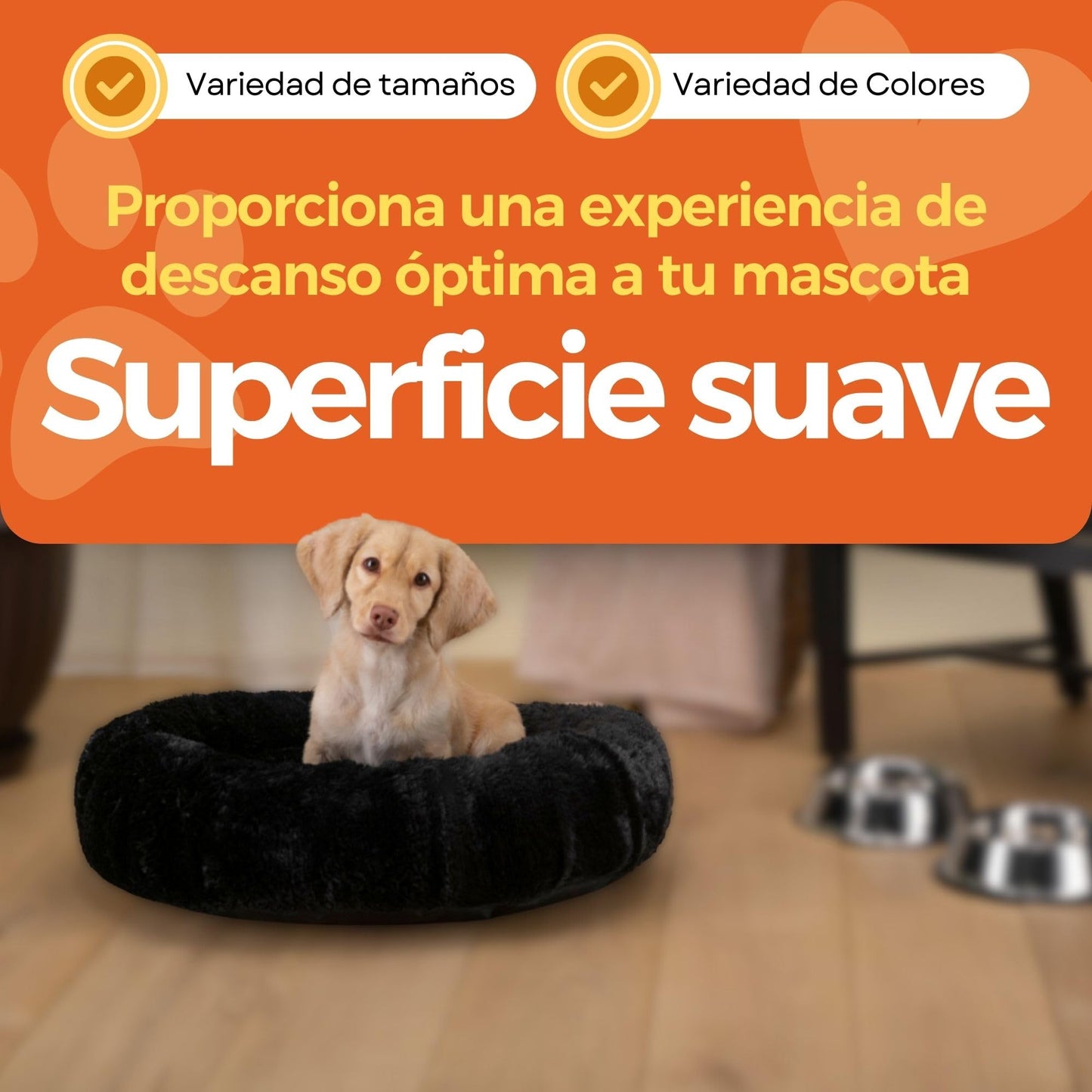 Cama para Perro Tipo Dona Anti Estrés PETS APPAREL HILLS Negro Medium
