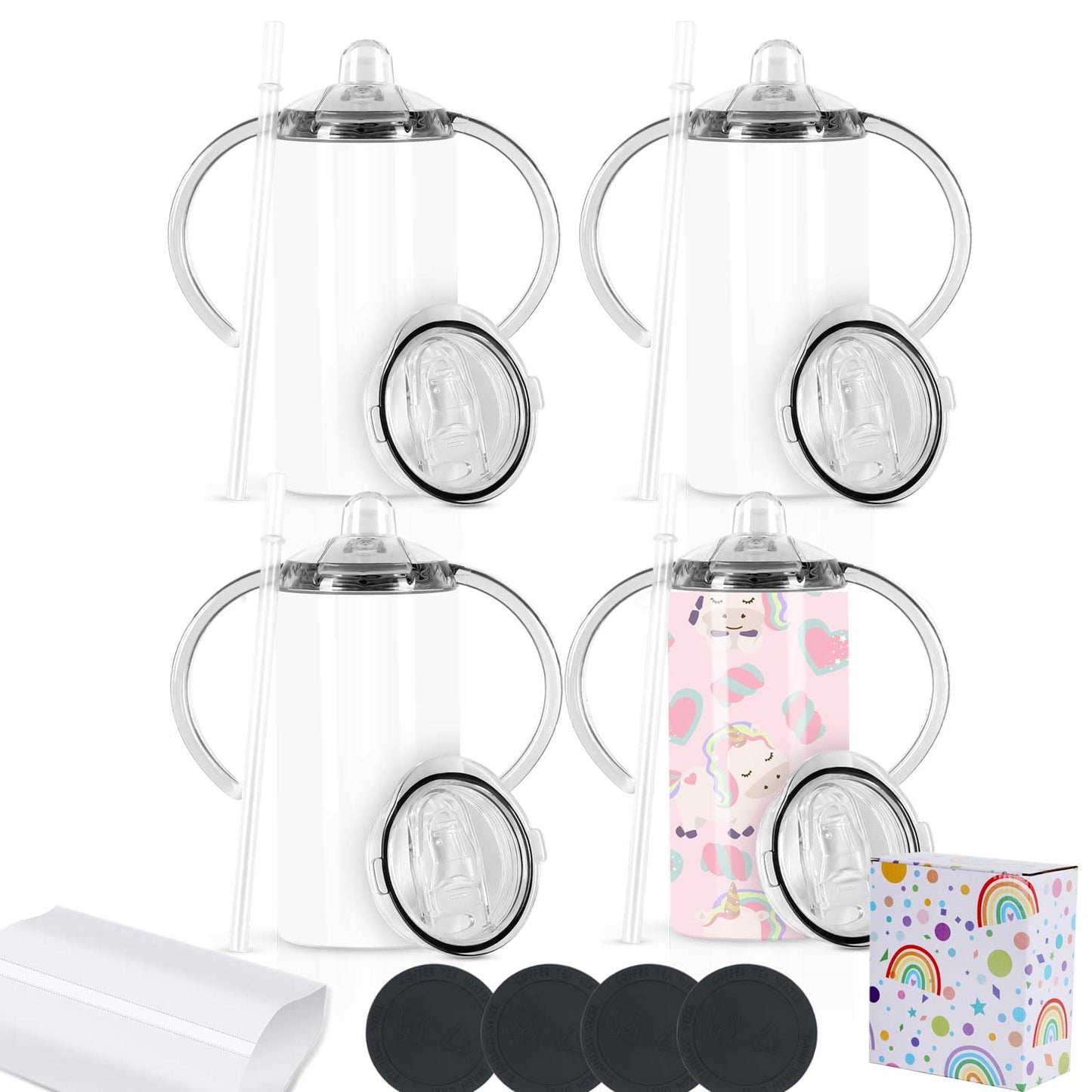 Wzaytia - Vaso para sublimación de 12 onzas, paquete de 4 vasos para beber, botella de agua Todder de acero inoxidable