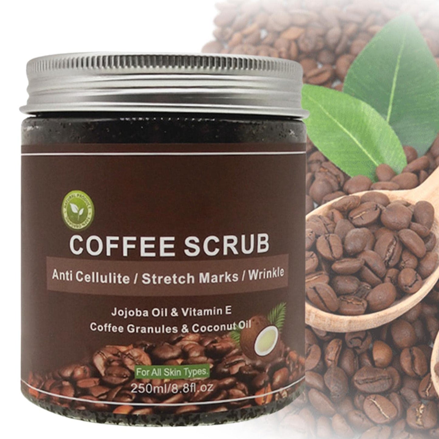 Littryee Exfoliante café - Exfoliante Grano Sal café Exfoliante anticelulítico | Exfoliante y eliminador Celulitis para Rostro, Cuerpo, piernas, SPA para pies