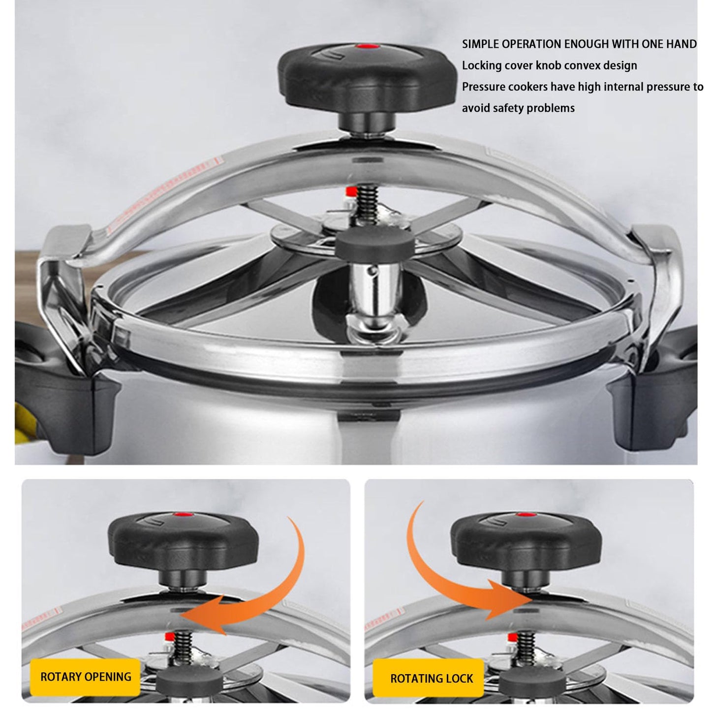 Fockety Olla a Presión, Olla a Presión de Aluminio para Estufa de 3L/4L/5L de Capacidad, Olla Arrocera Compatible con Inducción y Gas a Prueba de Explosiones para Familia o Comercial (4L)