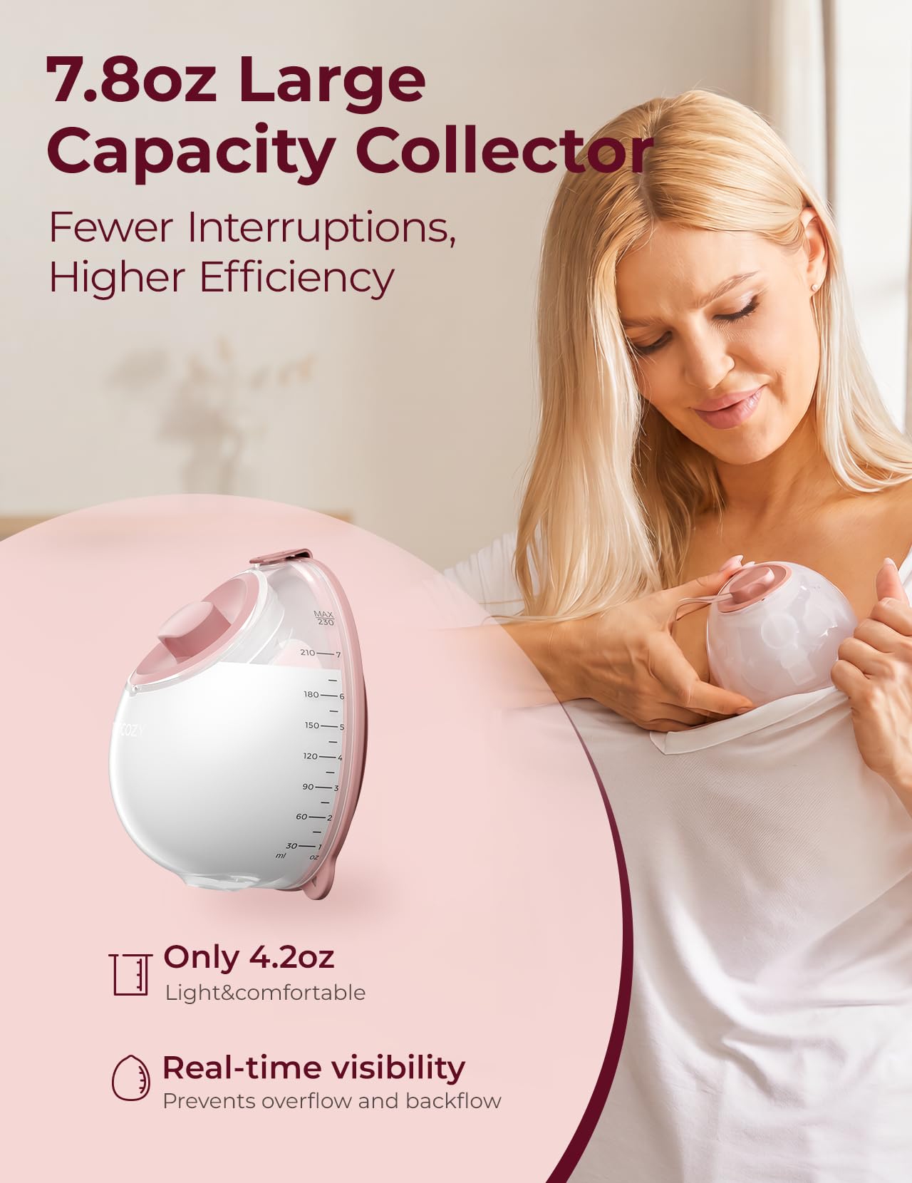 Momcozy Extractor de Leche Eléctrico Portátil | V1 PRO, Sacaleches Wearable, 3 Modos y 15 Niveles, Brida Doble Antifugas, Rojo Acogedor