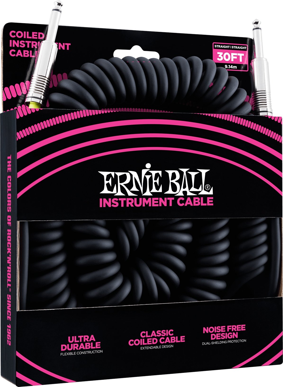 Ernie Ball - Cable para instrumentos, recto/recto, 9,1 m, color negro
