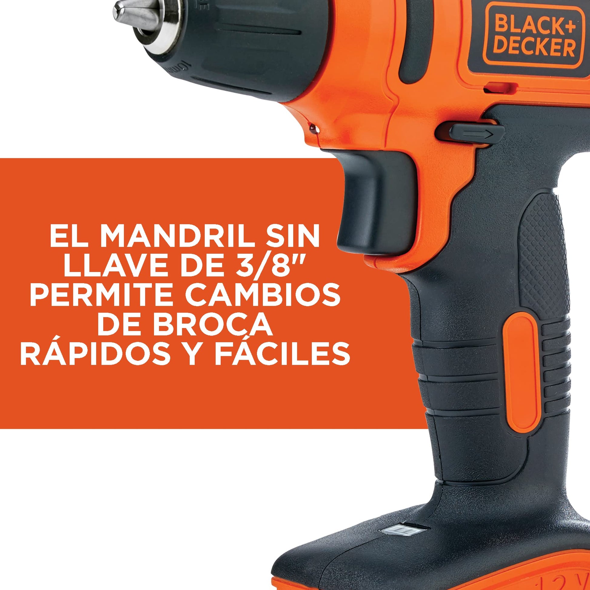 BLACK+DECKER Taladro Atornillador 3/8" (10mm), 12V, Incluye Cargador y 13 Accesorios, LD12S