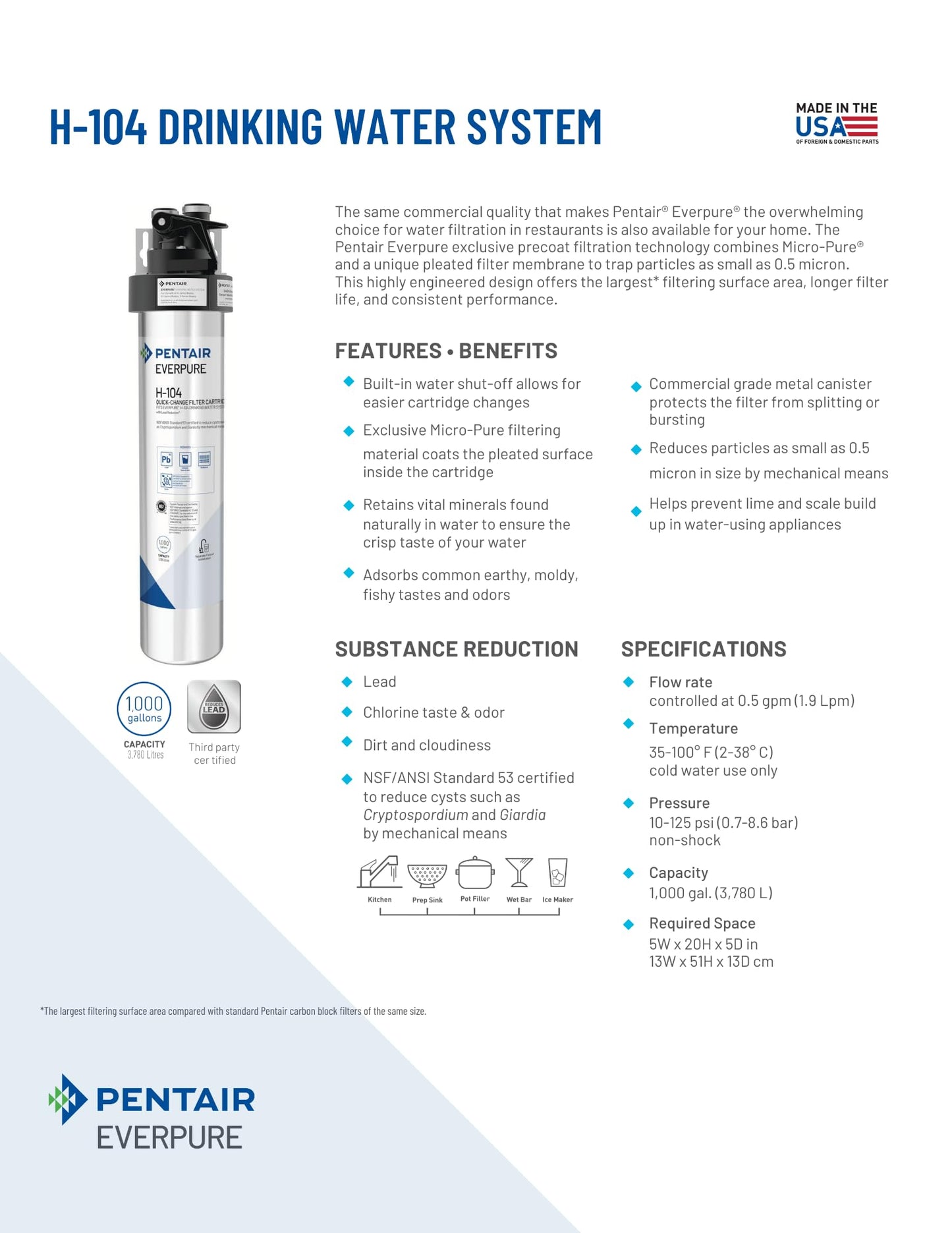Cartucho de Repuesto para Filtro de Agua Everpure H-104
