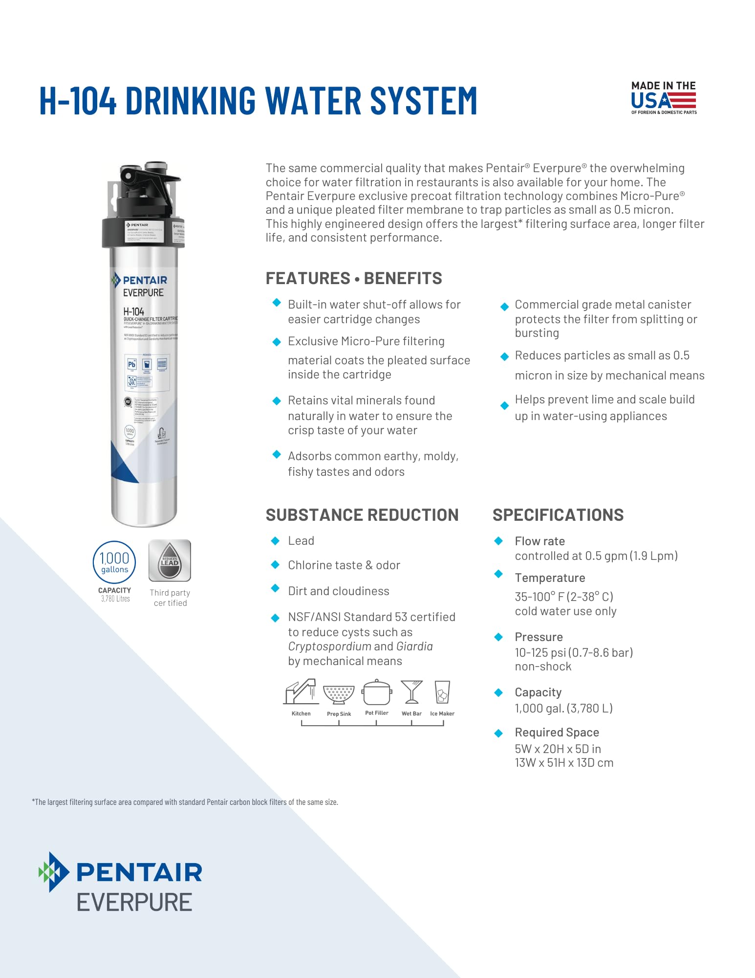 Cartucho de Repuesto para Filtro de Agua Everpure H-104