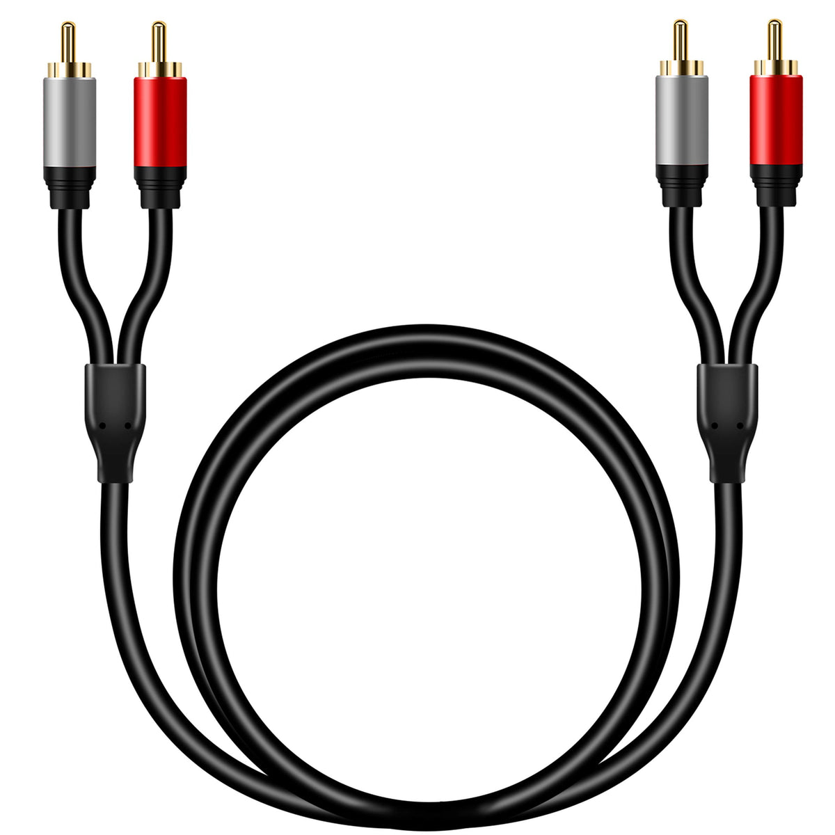 Cable de Audio Estéreo Tan QY Dorado 2RCA a 2RCA de 6 Pies para Cine en Casa y HDTV