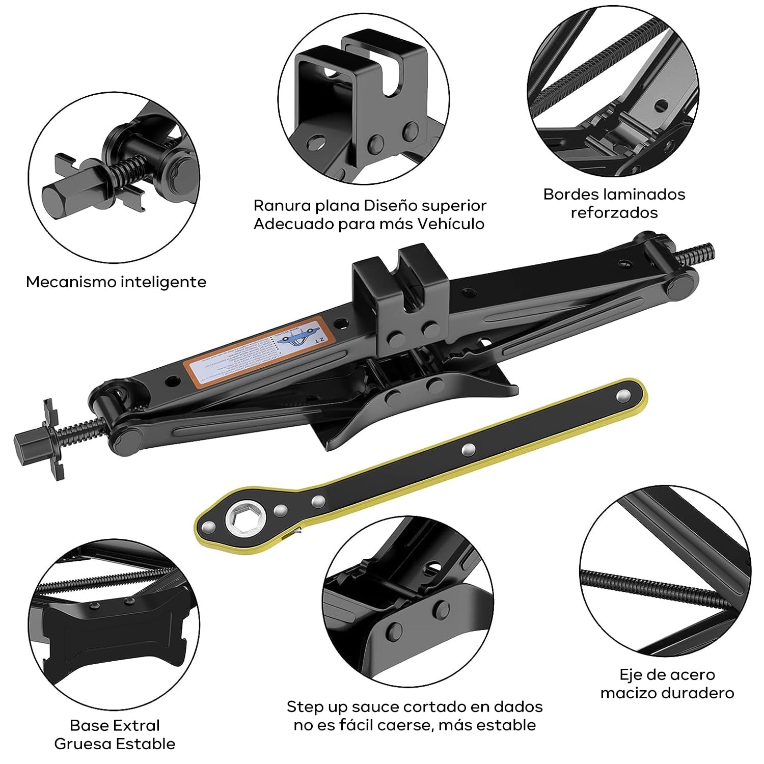 Gato Hidráulico 2 Toneladas - Herramienta Profesional para Taller Mecánico, Reparación de Autos y Camiones, Kit de Herramienta para Neumático SUV,RV y MPV