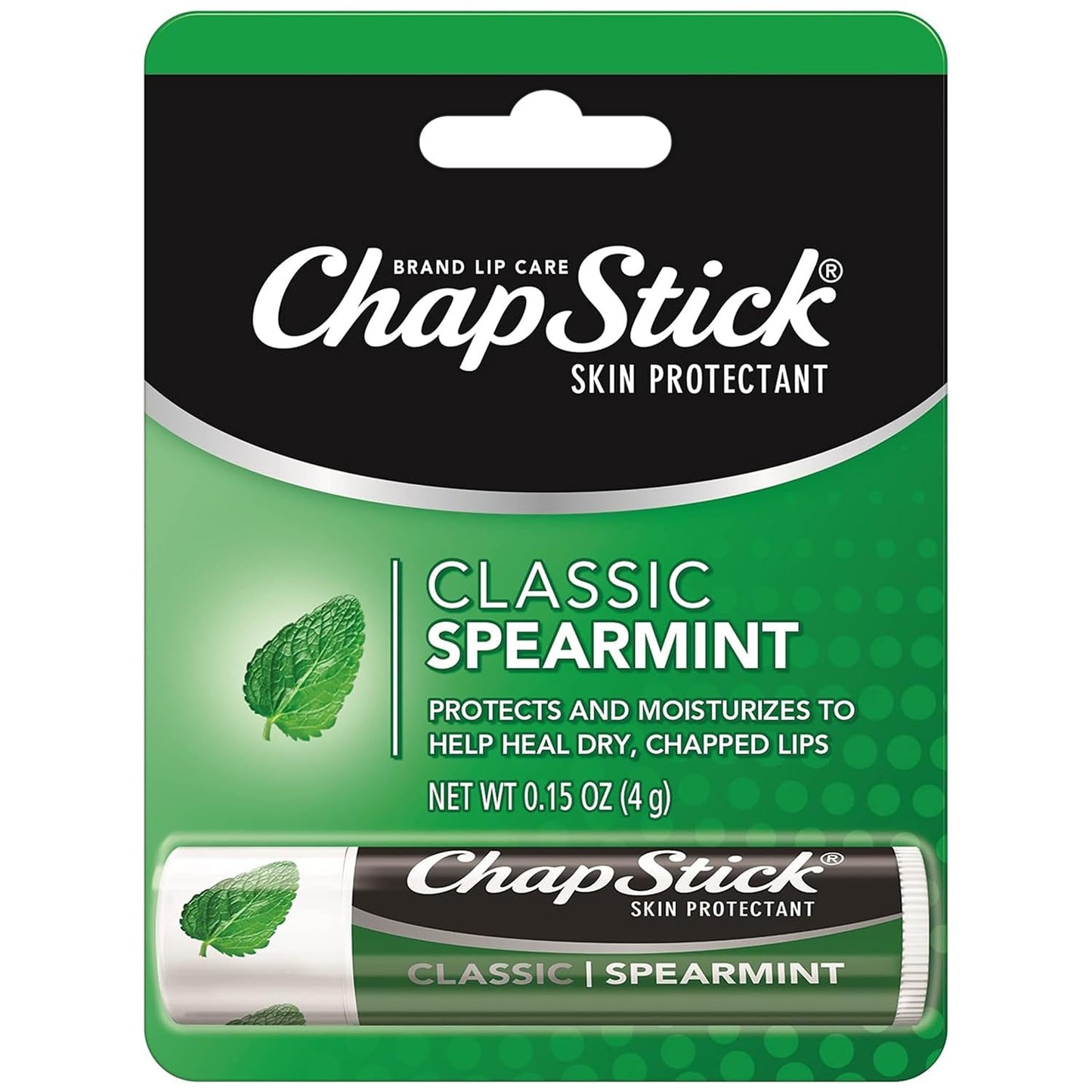 ChapStick Classic Spearmint - Tubos de bálsamo labial de menta verde ChapStick para el cuidado de los labios, 0.15 onzas