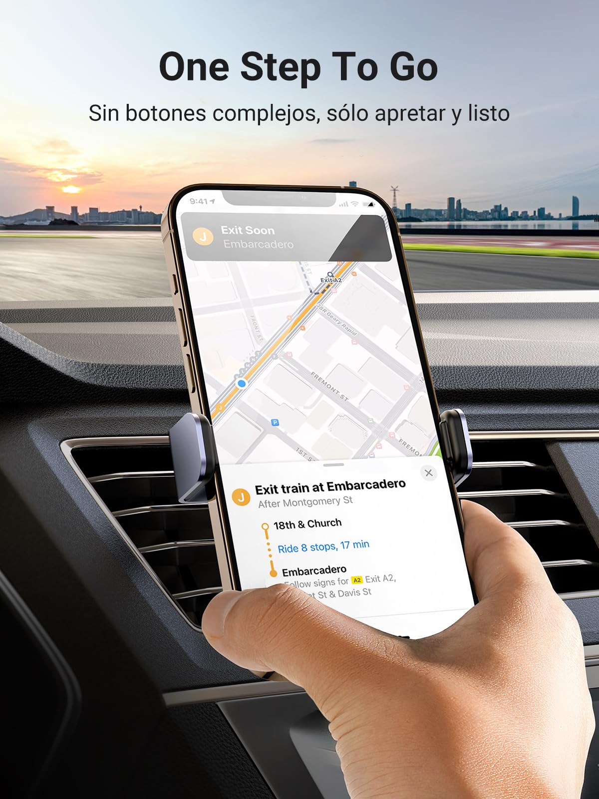 Soporte Celular UGREEN Negro con Rotación 360 Grados para Auto
