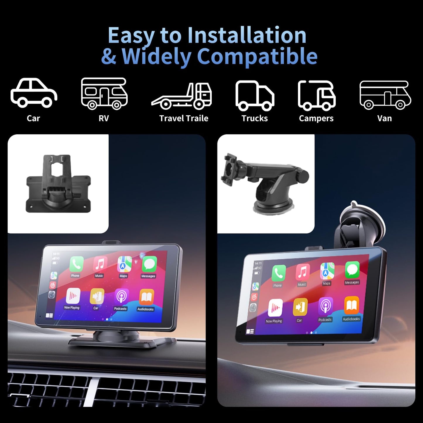 OBEST Pantalla Inalámbrica para Coche Carplay 7 Pulgadas