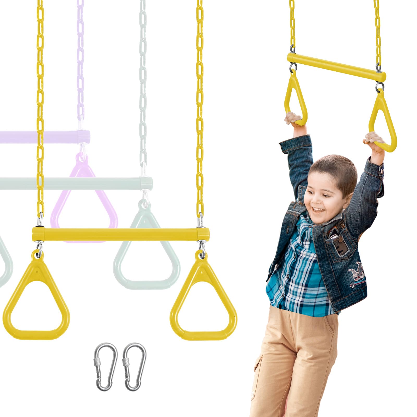 Barra de Trapecio para Exteriores con Cadenas Revestidas y Ganchos a Presión 41,9 cm