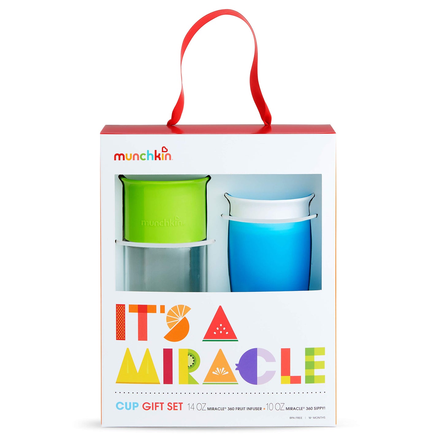 Munchkin It's a Miracle! Gift Set, Includes 10oz Miracle Cup and 14oz Miracle Fruit Infuser, Blue/Green