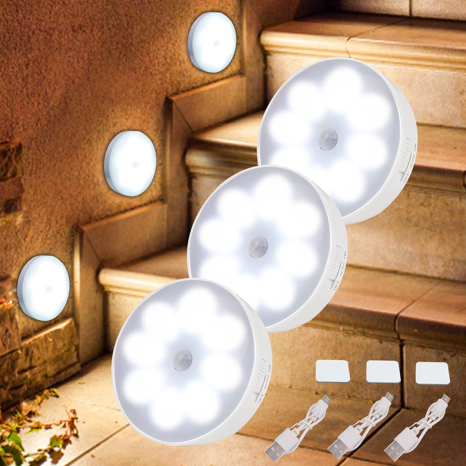 Luz Led Recargable VTZAQZSS Blanca con Sensor de Movimiento 10PCS para Escaleras, Sala, Closet, Vestíbulo, Baño y Cocina