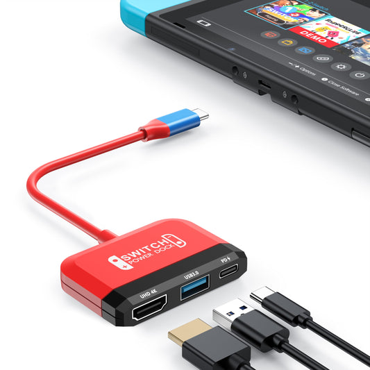 RREAKA Switch Dock for Nintendo Switch OLED, 3 en 1 Switch TV Adapter with 4K HDMI, USB 3.0 Port, Type C 100W Charging, Portable Switch Docking Station Travel