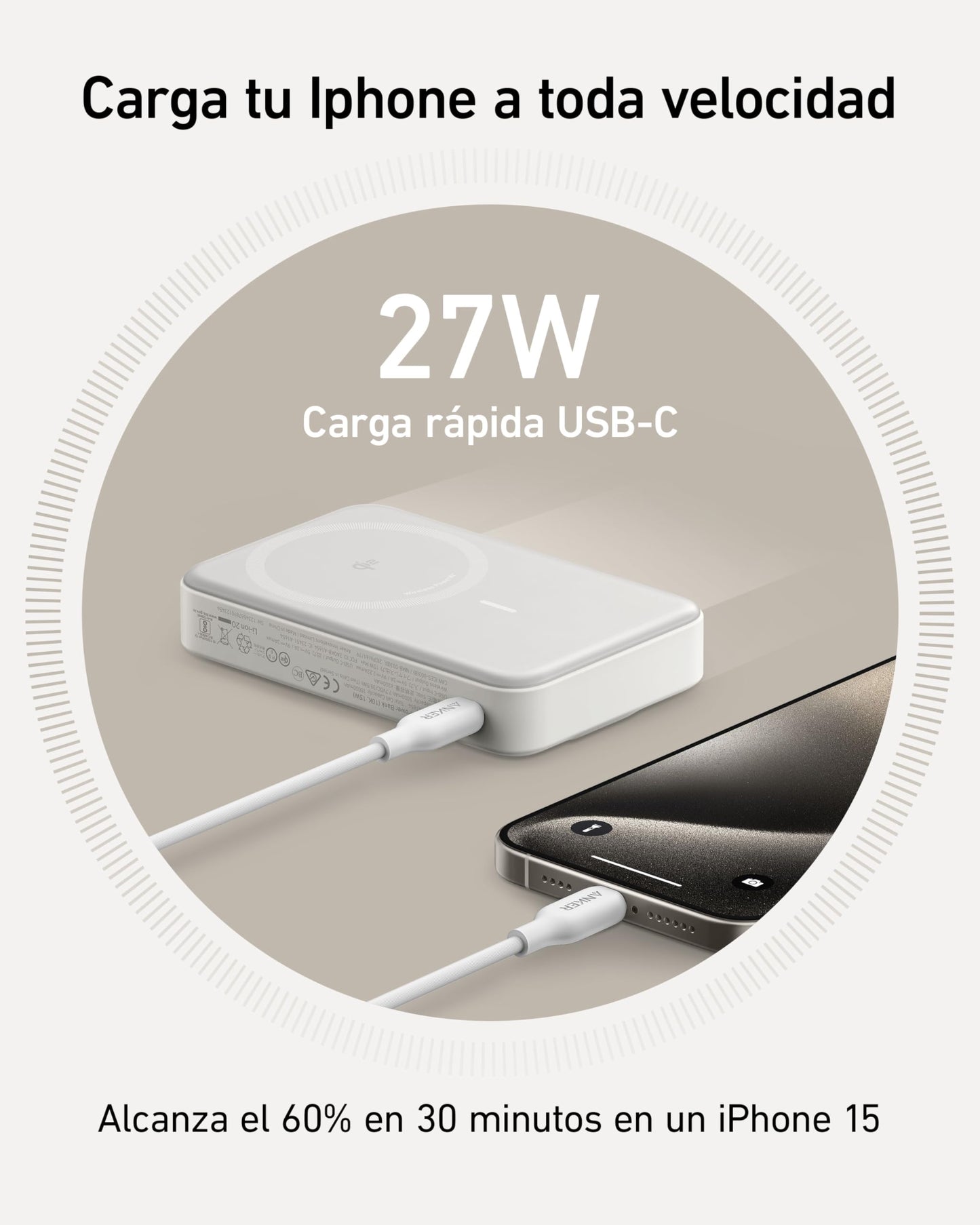 Power Bank Anker MagGo Verde con Pantalla Inteligente y Soporte para iPhone 16/15