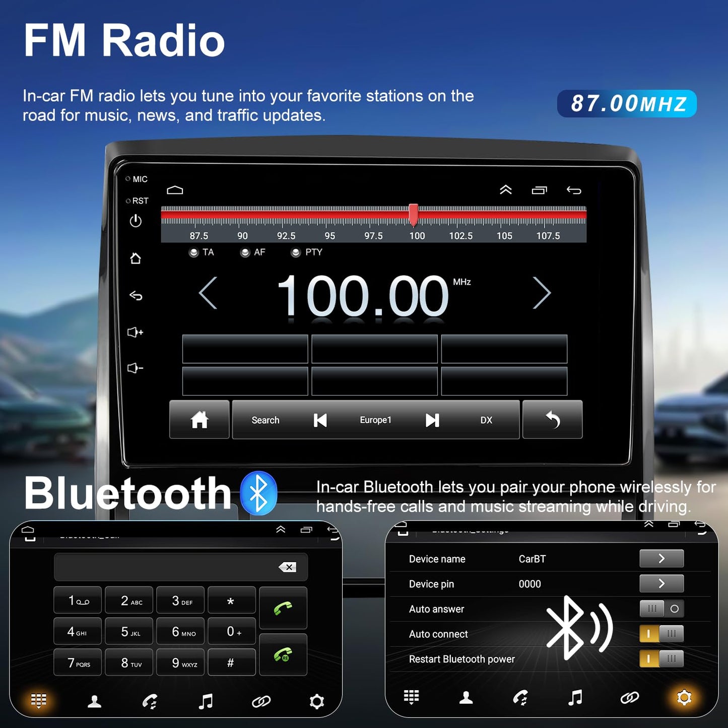Hyperego Autorradio Android para Toyota Tacoma 2005-2015, actualización de estéreo 5G WiFi Tacoma Compatible con CarPlay inalámbrico y Android Auto, Unidad Principal con Pantalla táctil de 9 Pulgadas