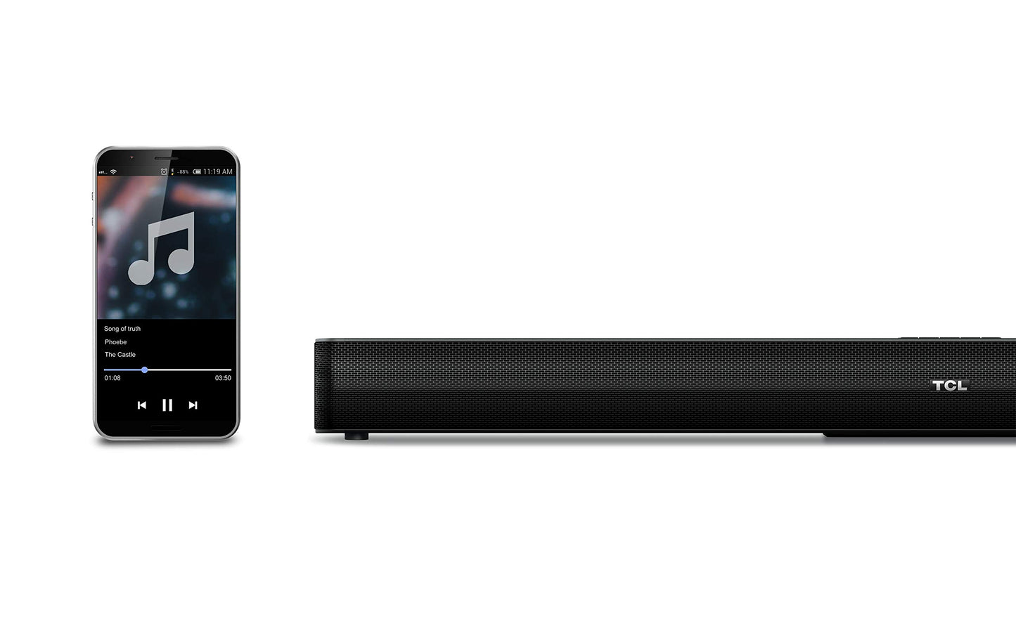 TCL Alto 5 - Barra de Sonido de Cine en casa de 2.0 Canales - Ts5000, 32 Pulgadas, Negro