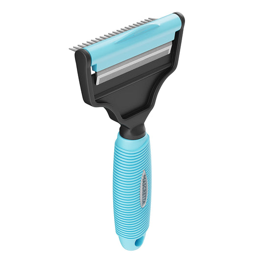 Cepillo Deslanador Mascretta Azul Cielo con Doble Herramienta para Perros y Gatos