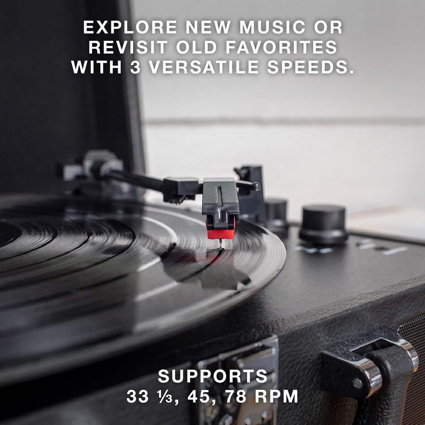 Tocadiscos Maleta Portátil Victrola Journey Bluetooth Azul Coral con Altavoces Integrados y Reproductor de Vinilos 3 Velocidades