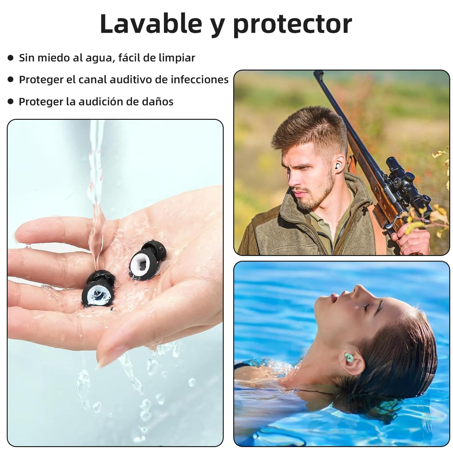 Tapones de Oídos Reutilizables SNR 32 dB Protectores Auditivos para Dormir y Concierto para Alta Concentración