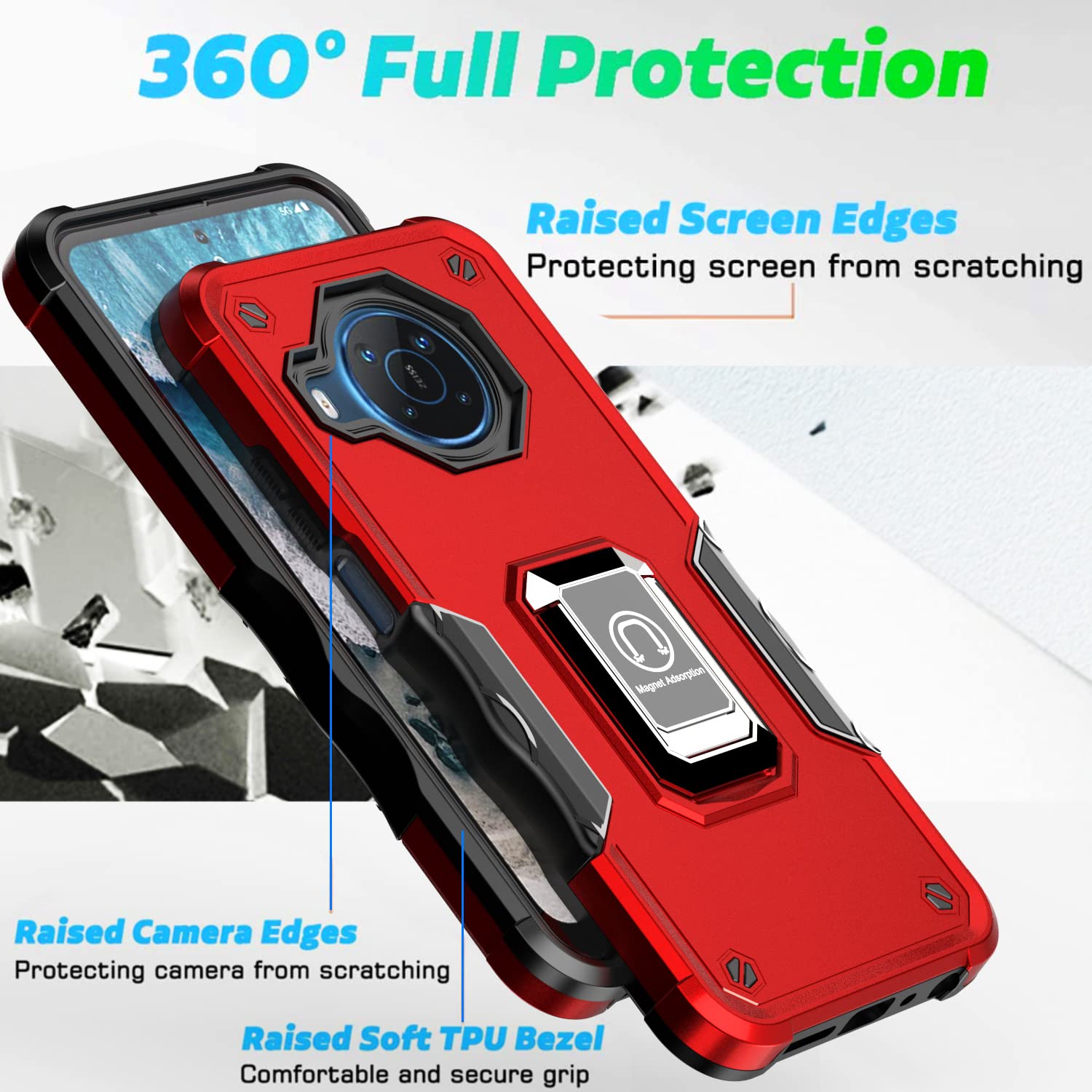 Funda para Nokia X100 con Anillo Giratorio de 360 Grados Funda PC Duro Caso para Soporte Ultrafina con Placa de Metal Carcasa Compatible con Nokia X100 (B)