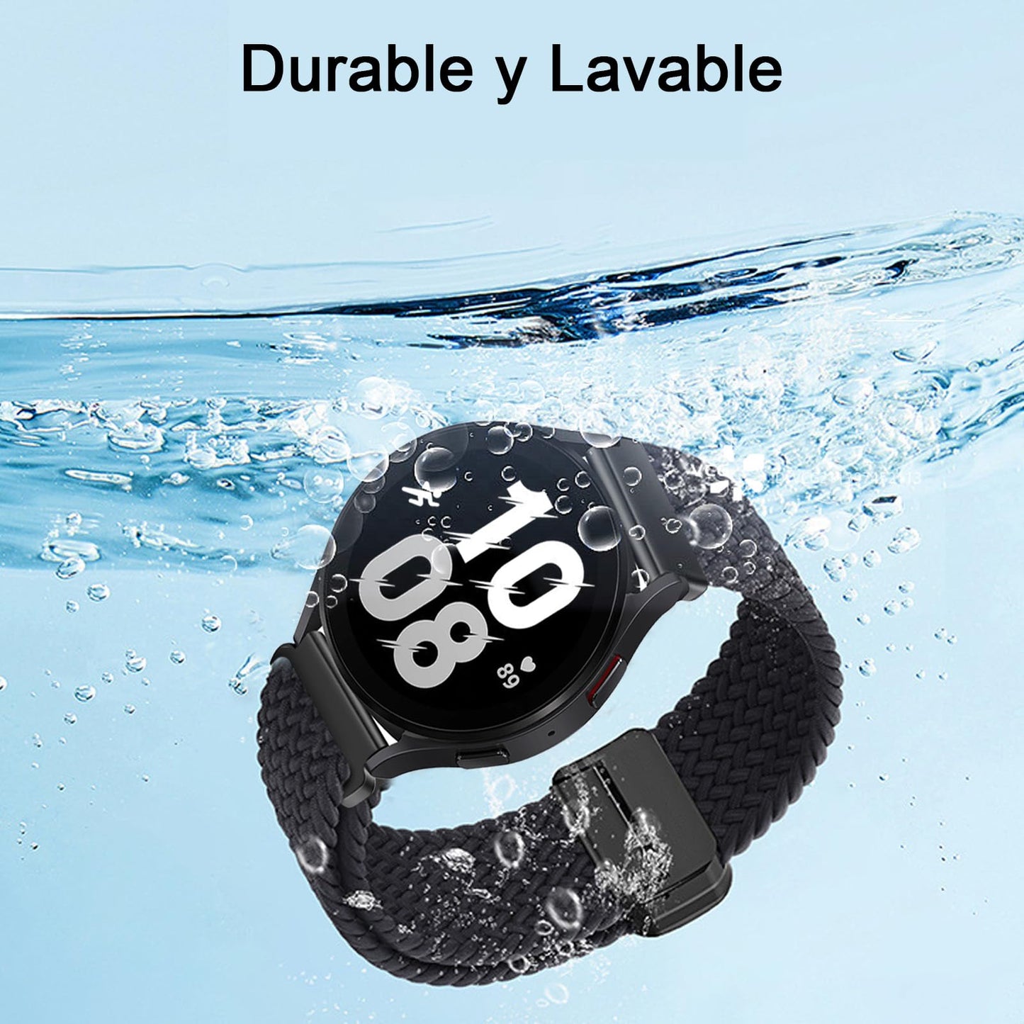 Correa Trenzada Magnética Compatible con Samsung Galaxy Watch 7/FE/6/5/4 de 40mm 44mm, Galaxy Watch Active 2, Gear Sport, Galaxy Watch 6 4 Classic, Correa Elástica de Nailon de 20mm