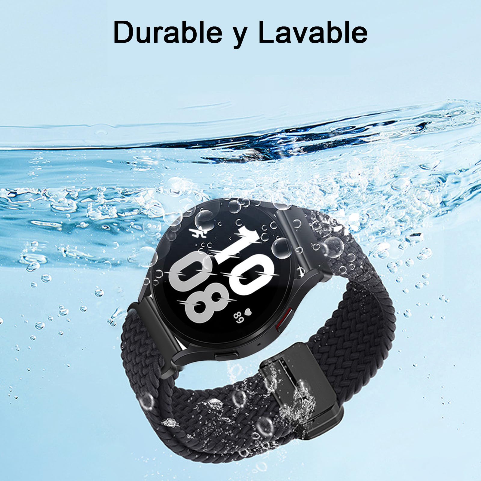 Correa Trenzada Magnética Compatible con Samsung Galaxy Watch 7/FE/6/5/4 de 40mm 44mm, Galaxy Watch Active 2, Gear Sport, Galaxy Watch 6 4 Classic, Correa Elástica de Nailon de 20mm
