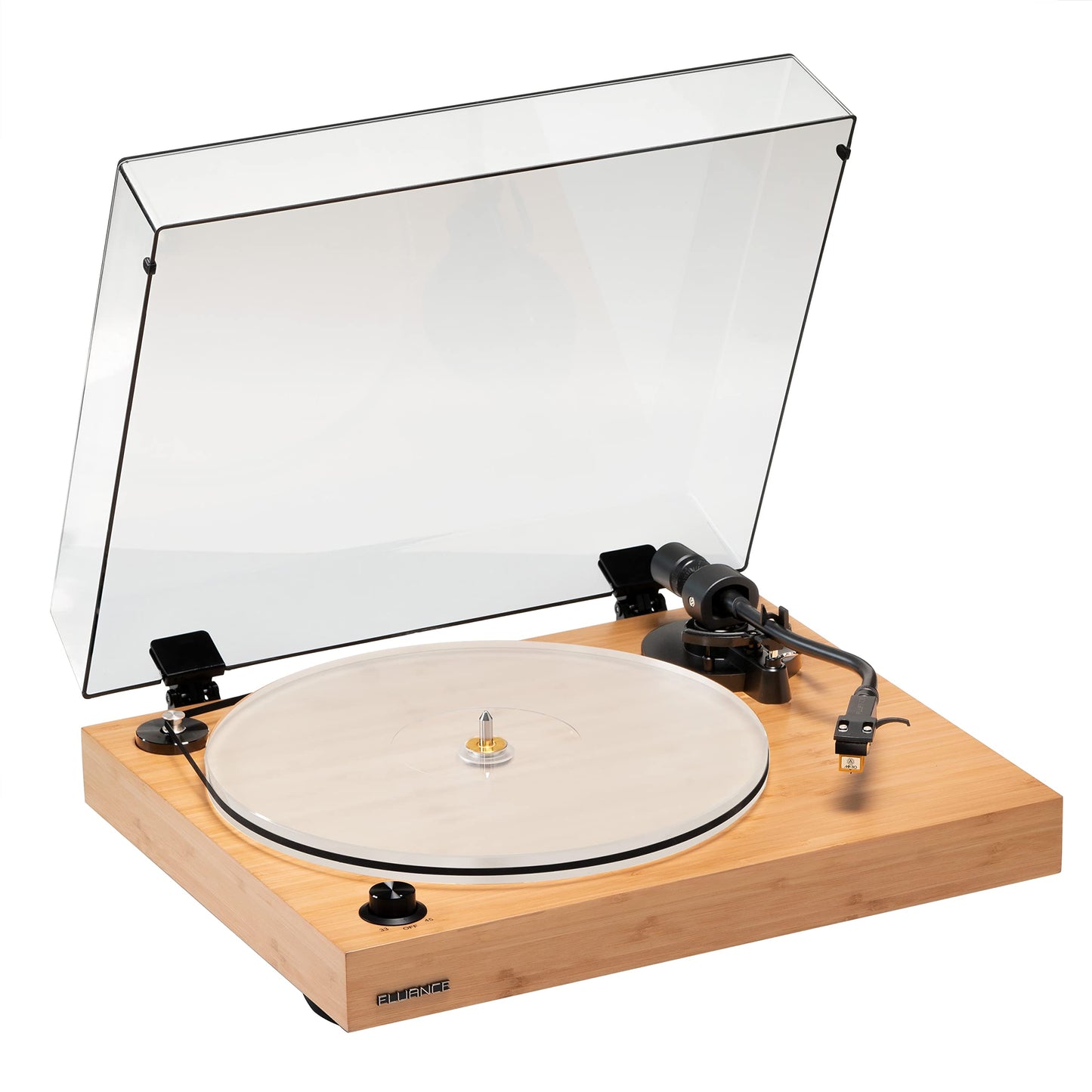 Fluance RT85N Tocadiscos Reproductor de Vinilo de Referencia de Alta Fidelidad con Cartucho Nagaoka MP-110, Plato de Acrílico, Control de Velocidad, Motor de Alta Masa, Base de Madera MDF, Pies de