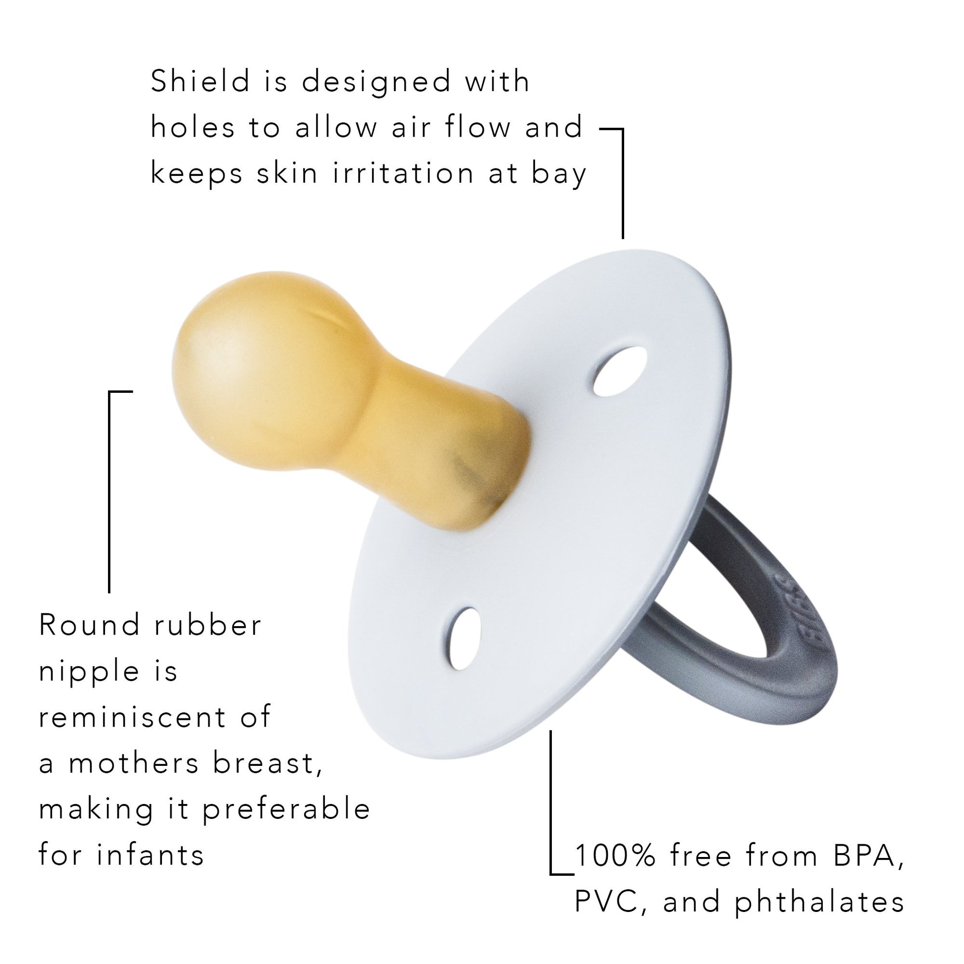 Chupón de goma natural sin BPA, fabricado en Dinamarca, paquete de 2 de BIBS
