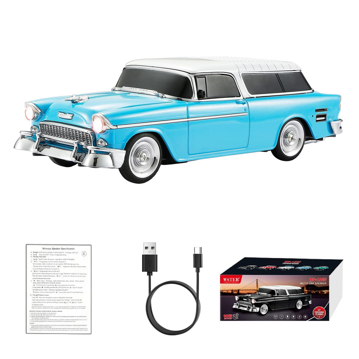 Altavoz Bluetooth WSTER Azul Station Wagon Classic