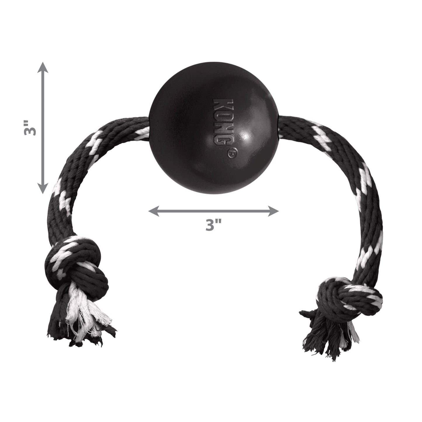 Pelota de Caucho Kong Negra Extreme con Cuerda para Perro