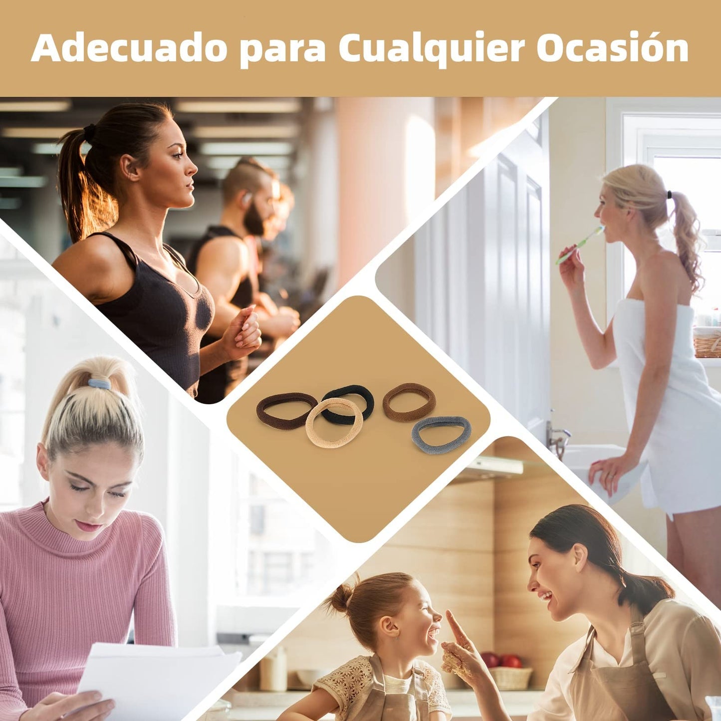 Ligas elásticas para el cabello: 100 unidades, sin costuras, para mujer y niña. Accesorios de cabello de algodón.
