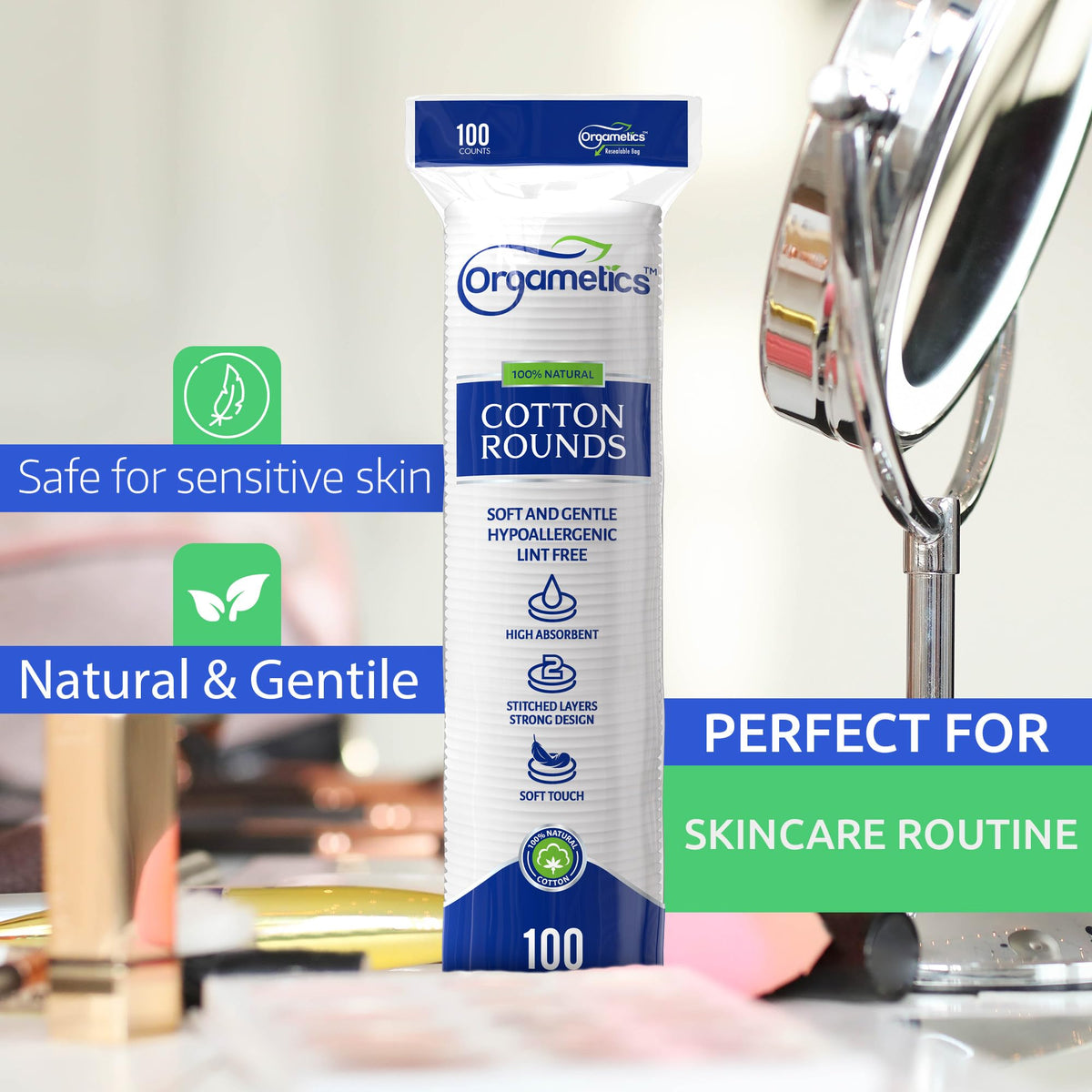 Discos de Algodón Turco Orgametics Naturales Ultrasuaves para Limpieza Facial