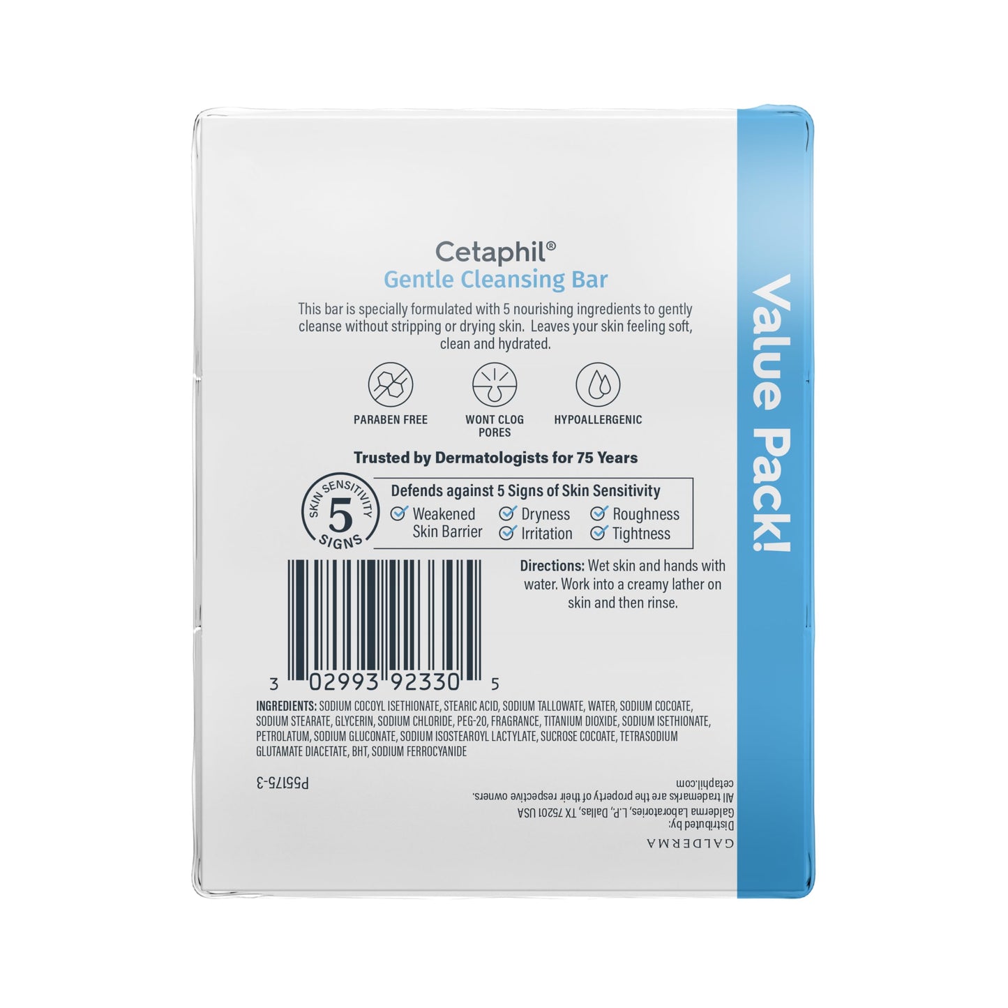 Cetaphil Cetaphil gentle cleanser bar, 4.5 Ounce (Pack of 3), Blanco
