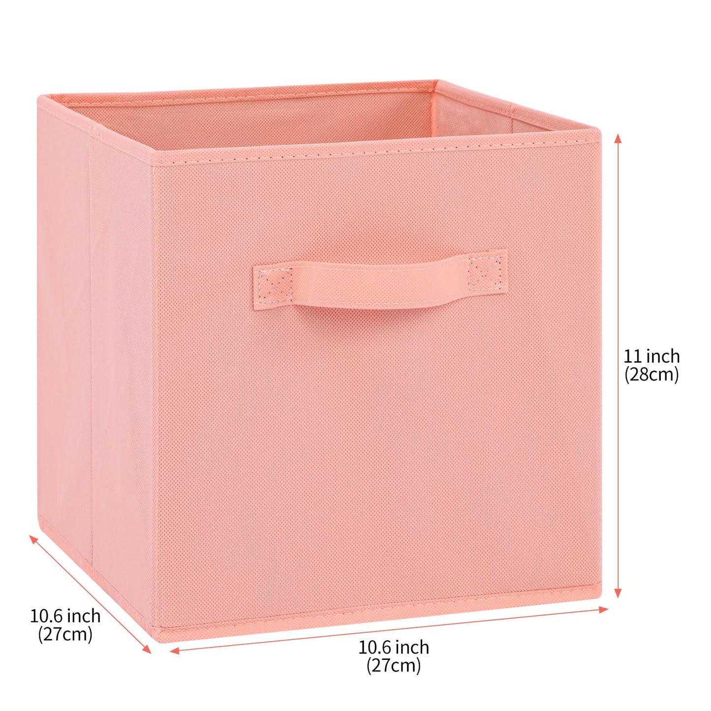Cubos de tela para almacenamiento, paquete de 6, cubos de almacenamiento duraderos de colores divertidos con asas, Peachpuff
