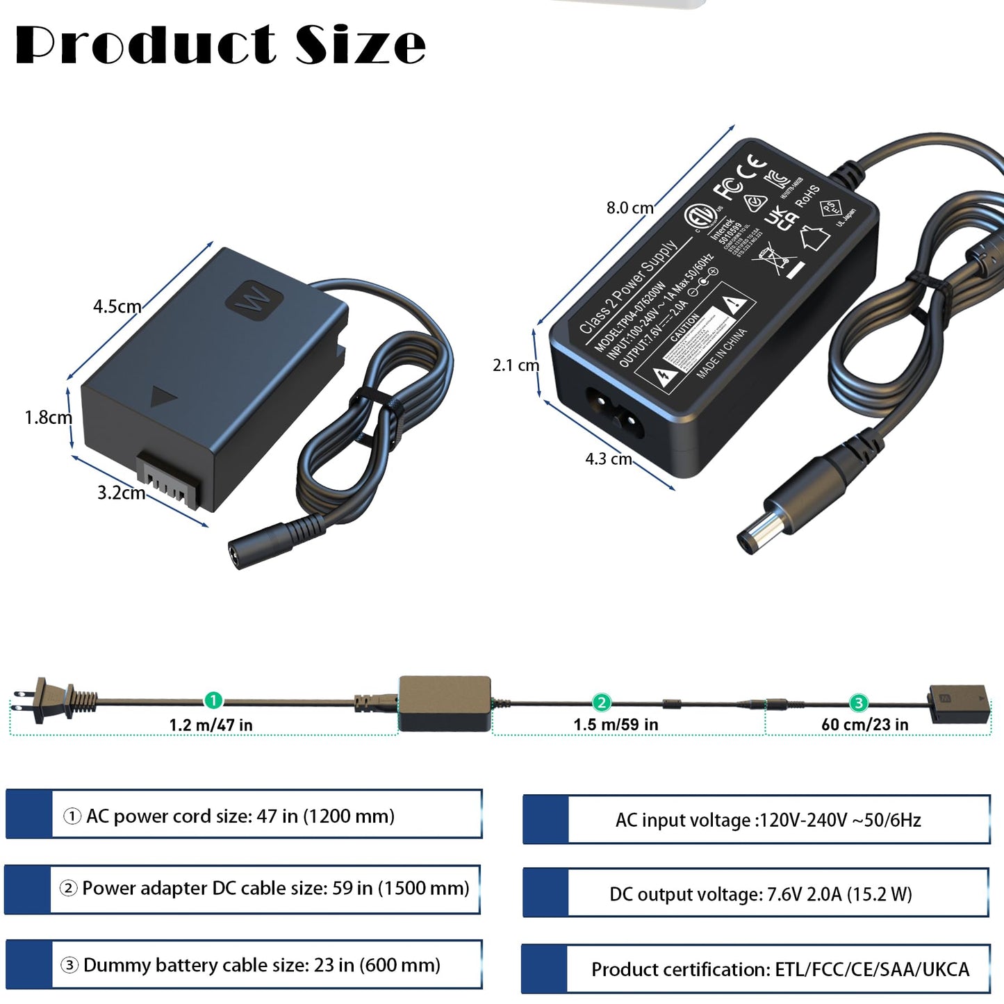 HY1C AC-PW20 CA Adaptador Alimentación Kit Reemplazo NP-FW50 Batería para Sony Alpha A6000 A6100 A6300 A6400 A6500 A5100 ZV-E10 A7 A7II A7SII A7RII A7S A7R Cámaras