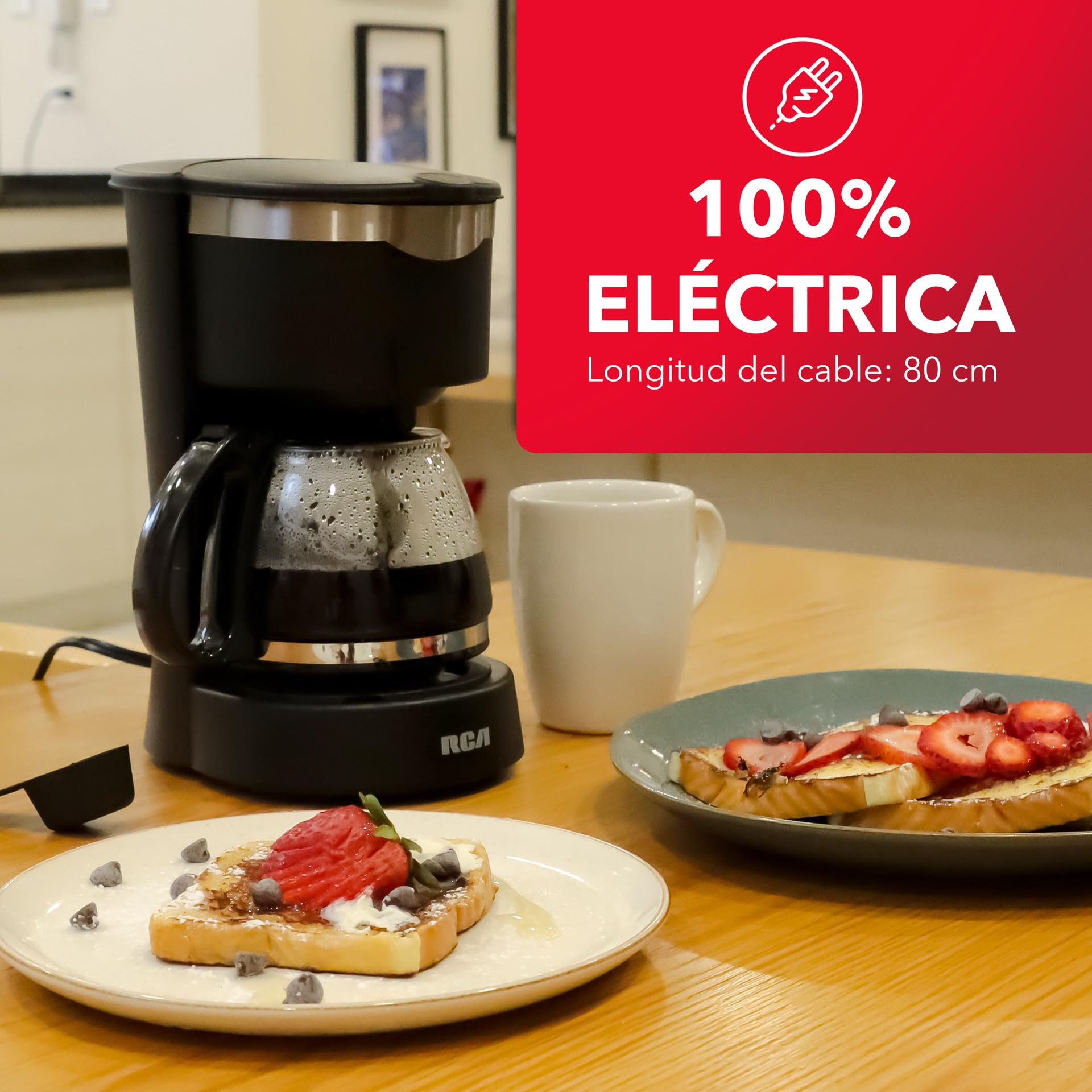 Cafetera Eléctrica RCA Cristal Filtro Extraíble 650W