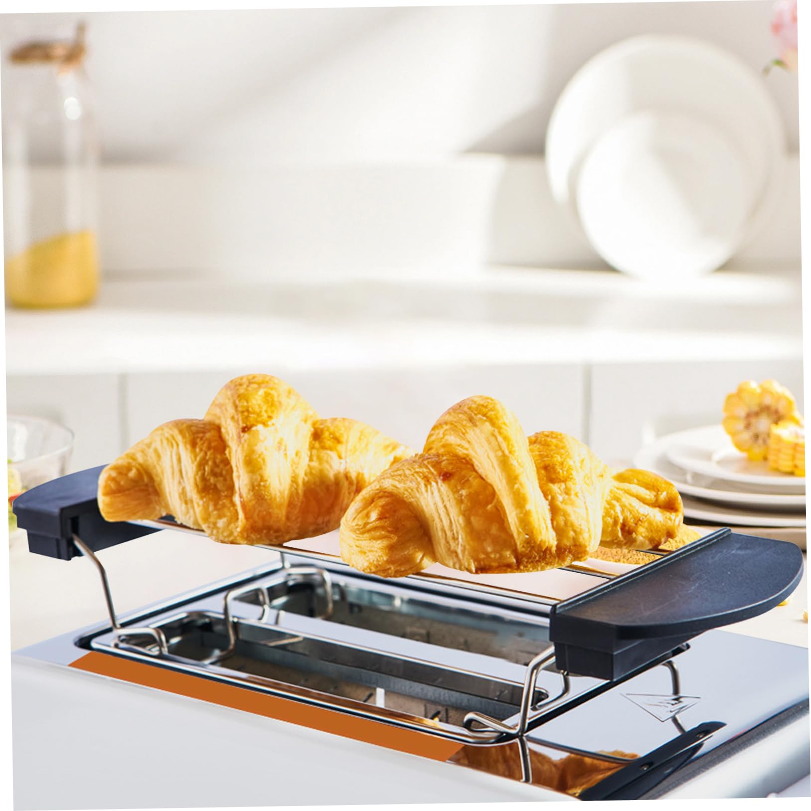 Rack Calentamiento Tostador de Acero Inoxidable Rejilla Plegable Anti-escalves para 2 Rodajas