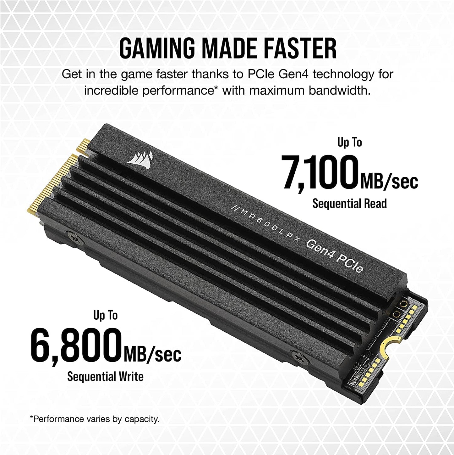 Corsair - Disco Duro SSD MP600 Pro LPX M.2 NVMe PCIe x4 Gen4 de 2 TB, optimizada para PS5 (velocidades de lectura secuencial de hasta 7100 MB/seg y escritura secuencial de 6800 MB/seg