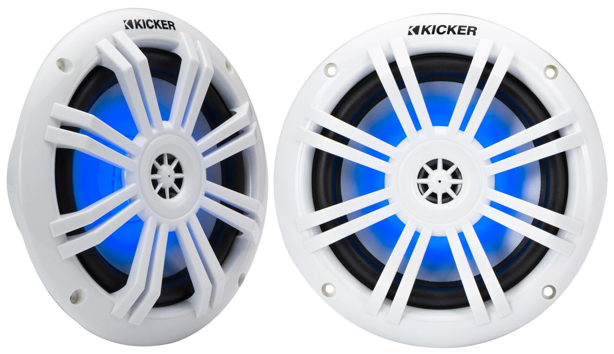 Altavoces Coaxiales KICKER Blanco LED Marine 6.5 Pulgadas 4Ω Par