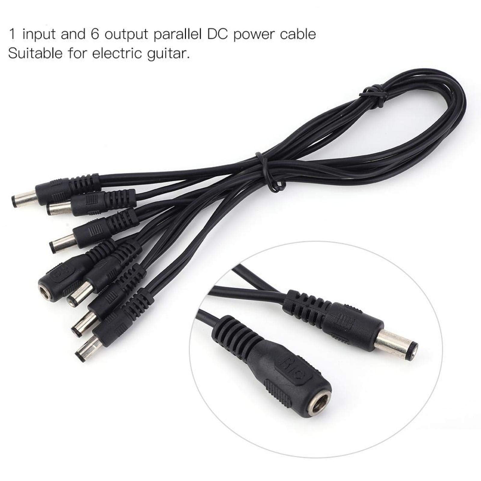 Fybida Adaptador Recto Daisy Chain OD09 1 a 6 para Adultos para Guitarra eléctrica Cables adaptadores